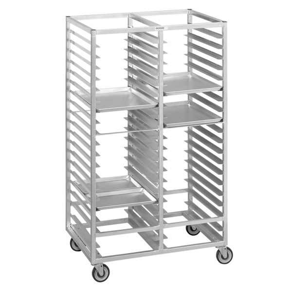An image of the double section cafeteria tray racks available from Channel Manufacturing