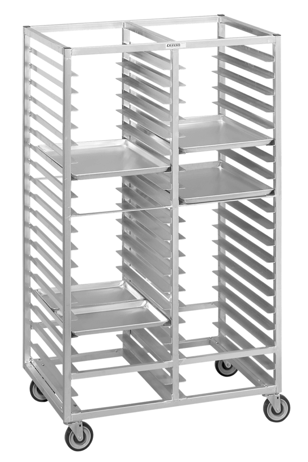 Channel T440A 20 Tray Bottom Load Aluminum Trapezoidal Cafeteria Tray Rack  - Assembled