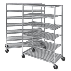 An image of multi-purpose mobile shelving units created by Channel Manufacturing.