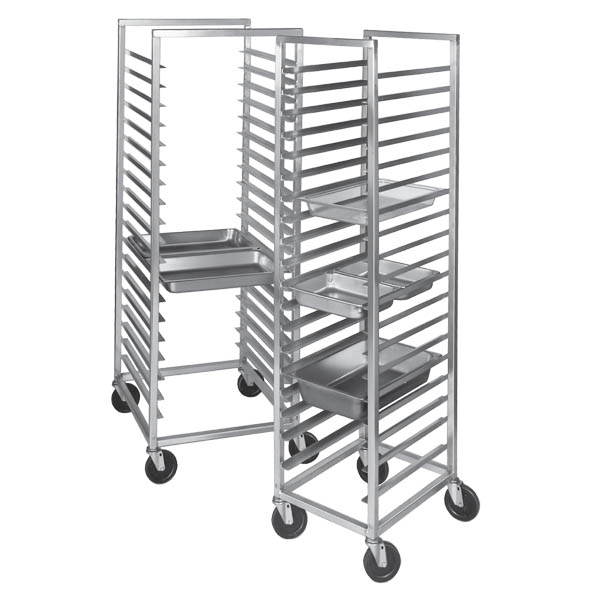 An image of aluminum and stainless steel steamtable racks available at Channel Manufacturing.