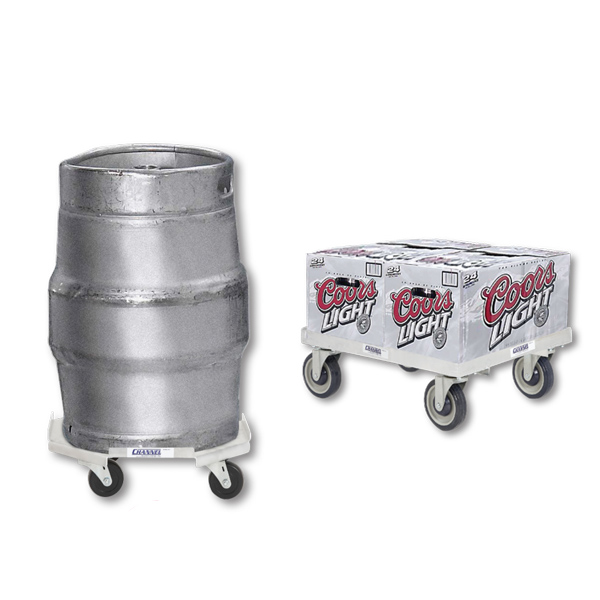 An image of beer case and keg dollies available from Channel Manufacturing.