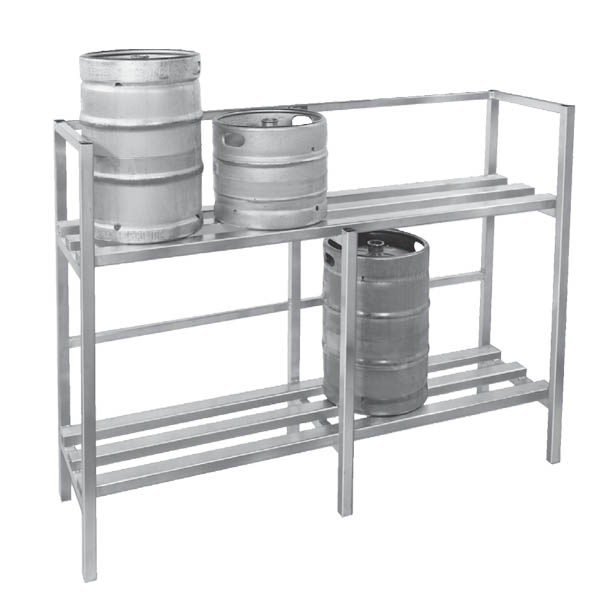 An image of the adjustable & all-welded keg racks available from Channel Manufacturing.