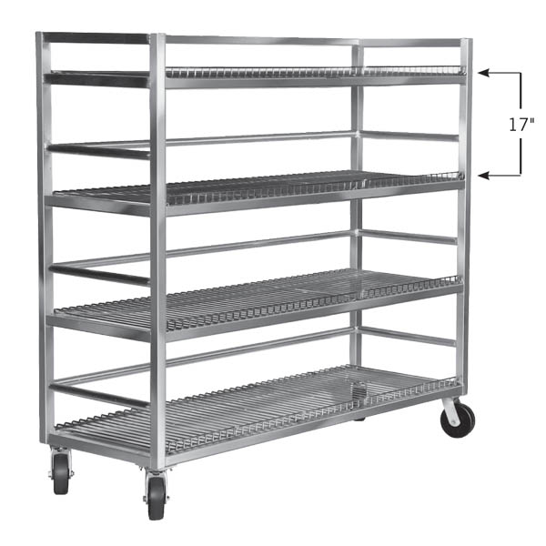 An image of the multi-purpose flight cart shelving available from Channel Manufacturing
