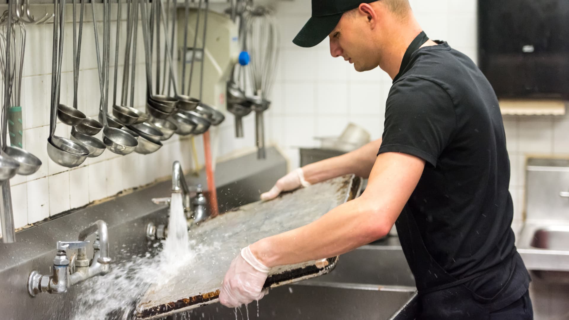 Commercial Dishwashing Equipment in a professional restaurant. 