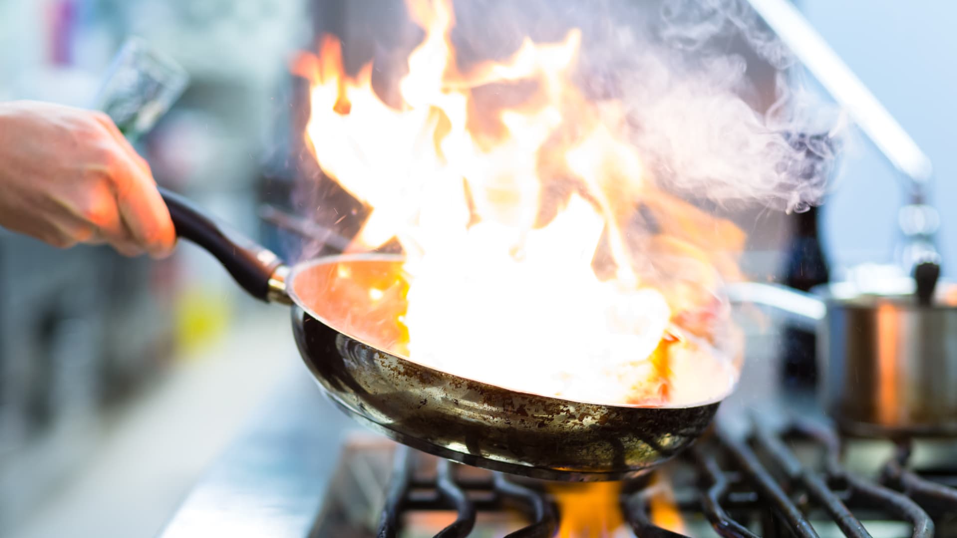 Safety equipment for a commercial kitchen. 