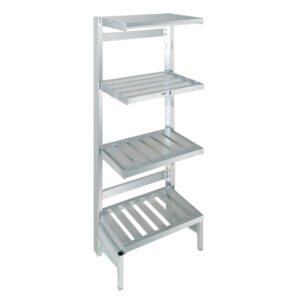 An image of cantilevered tubular shelving kits from Channel Manufacturing.